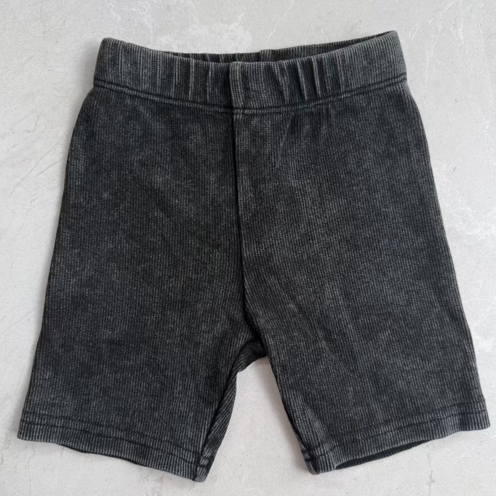 RIBBED BIKE SHORTS | WASHED BLACK
